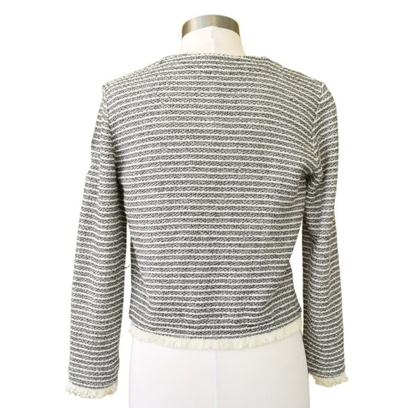 CLUB MONACO Tweed Stripe Fringe Crop Blazer - Picture 5 of 8